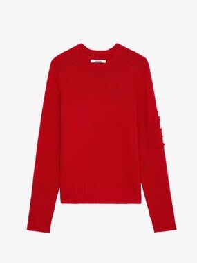 ZADIG & VOLTAIRE Unisex Jordan Arrow Merino Wool Sweater in Red NWT